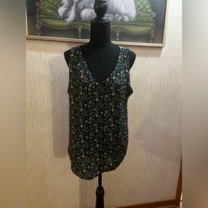 LOFT Black Floral Tank Top